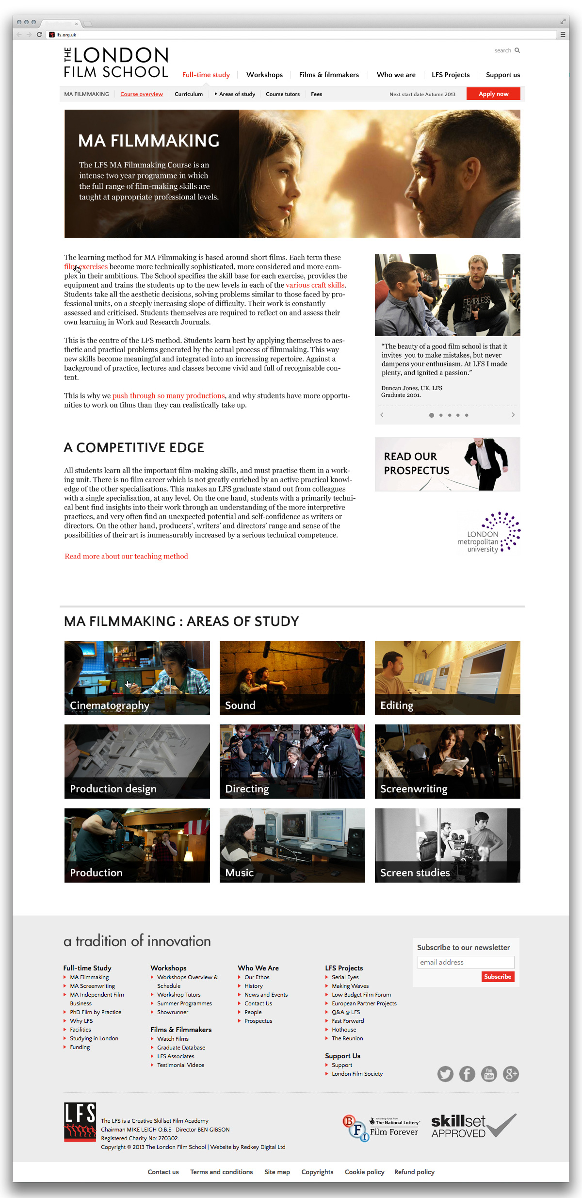 London Film School course page