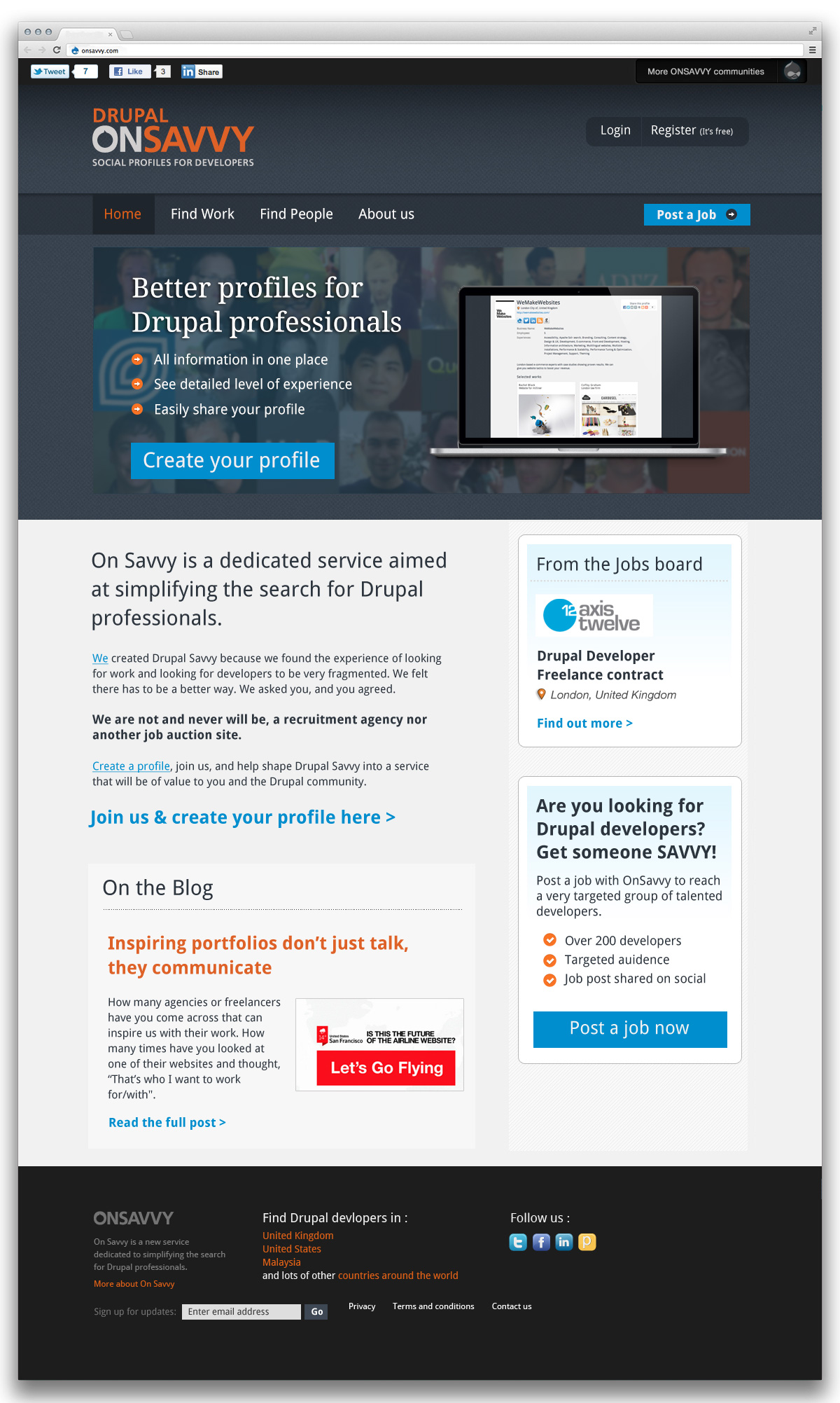 Drupal on Savvy home page