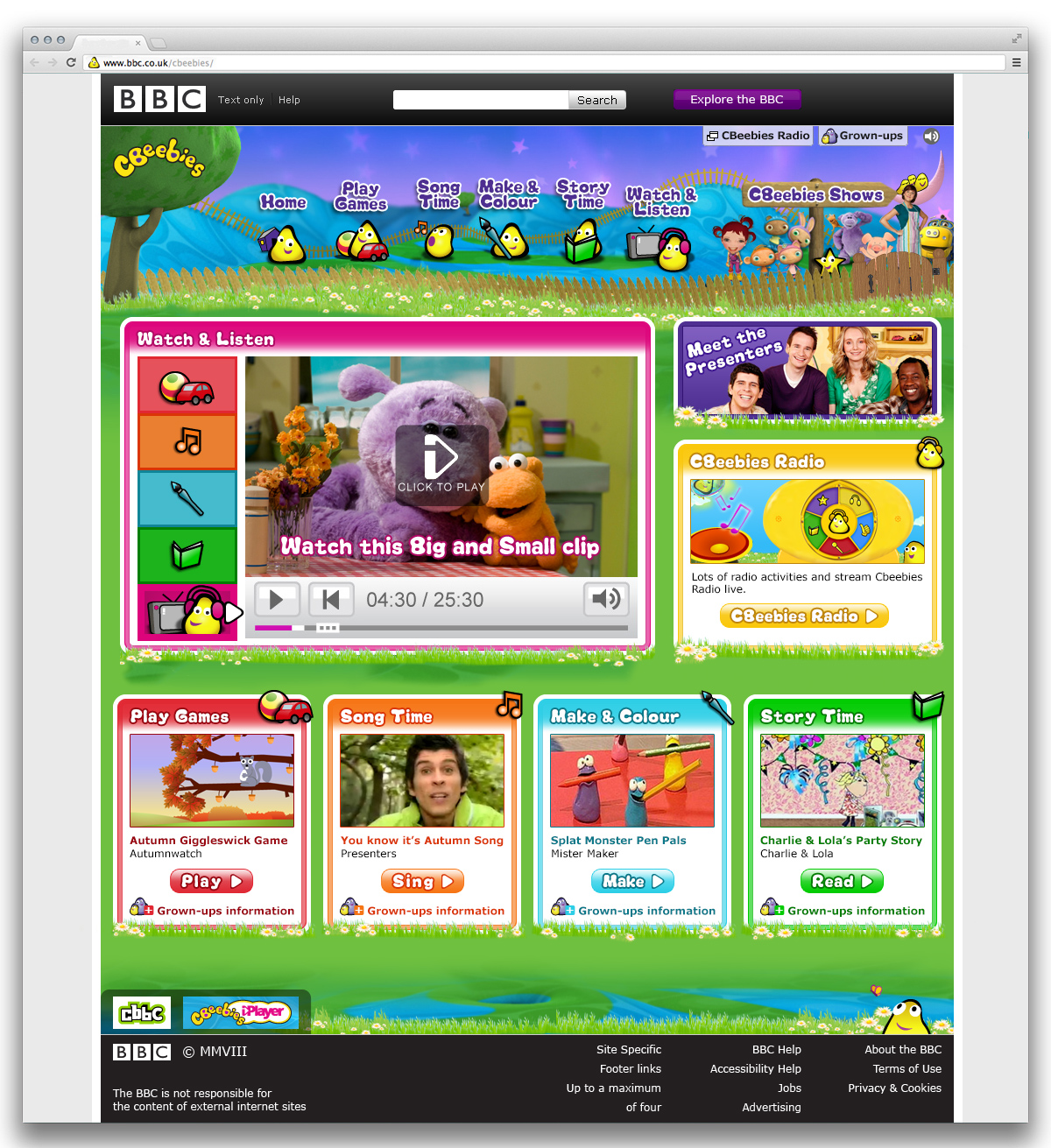 Cbeebies Home Page Night