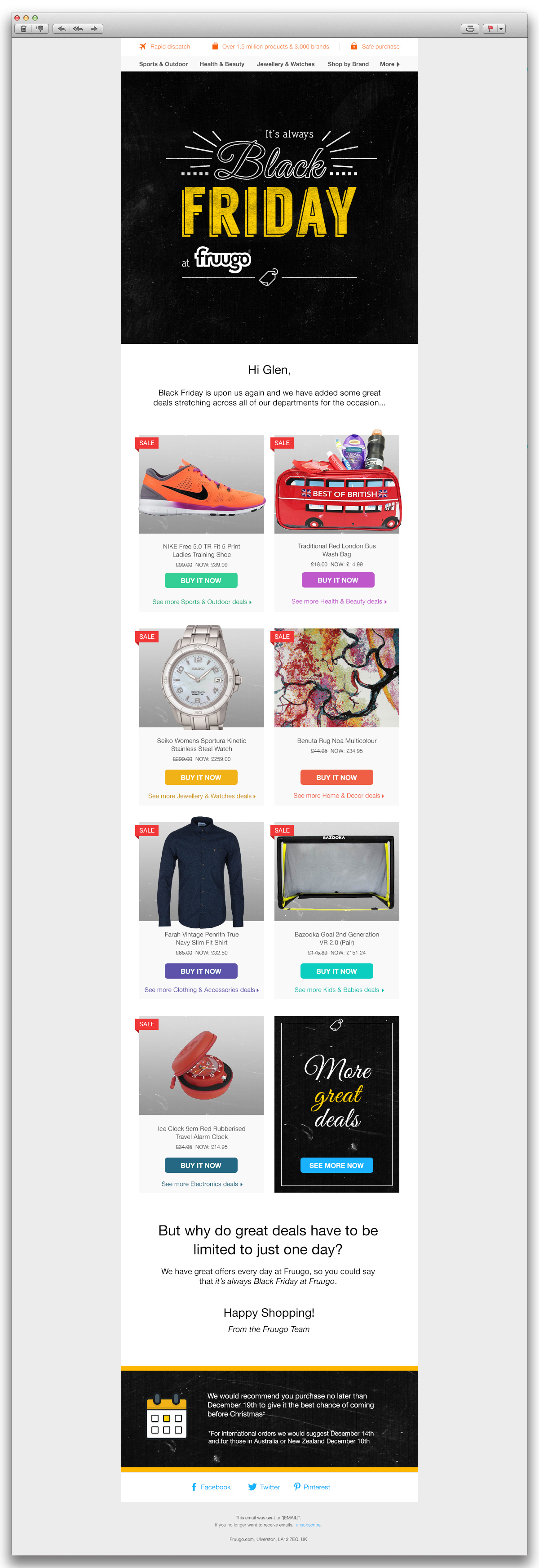 Fruugo HTML Black Friday email